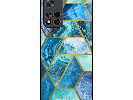 Turquoise Geometrical Marble Glass Case for Mi 11i Cheap