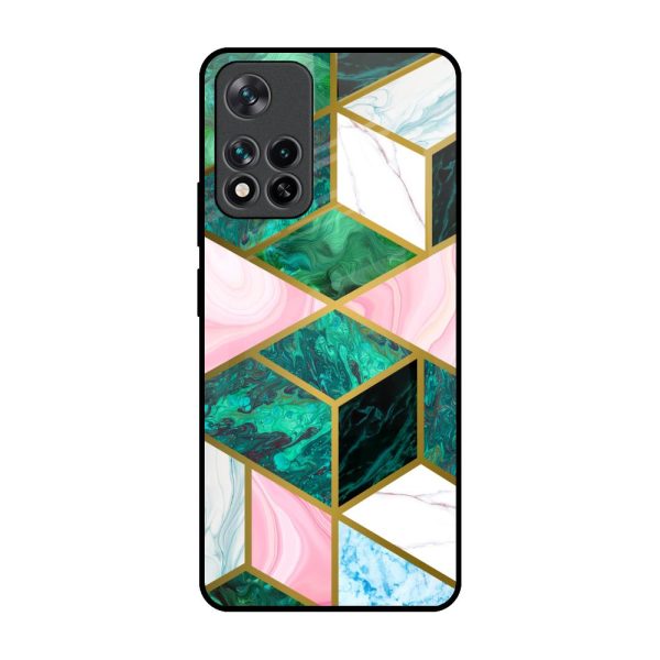 Seamless Green Marble Glass Case for Mi 11i For Sale