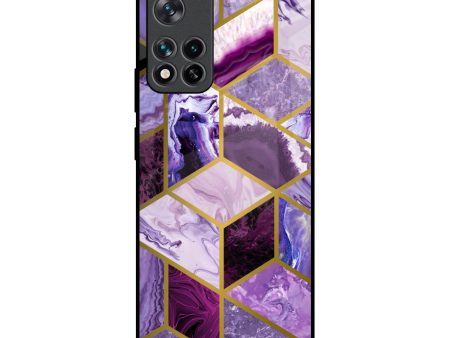 Purple Rhombus Marble Glass Case for Mi 11i Supply