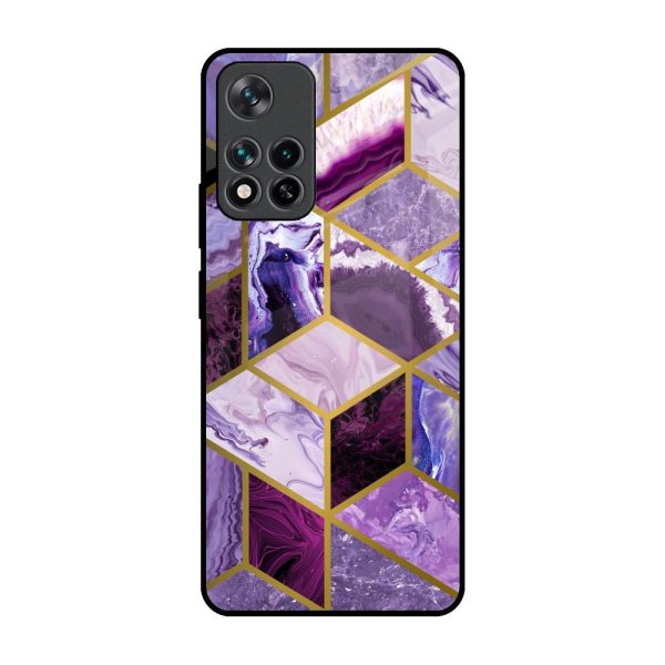 Purple Rhombus Marble Glass Case for Mi 11i Supply