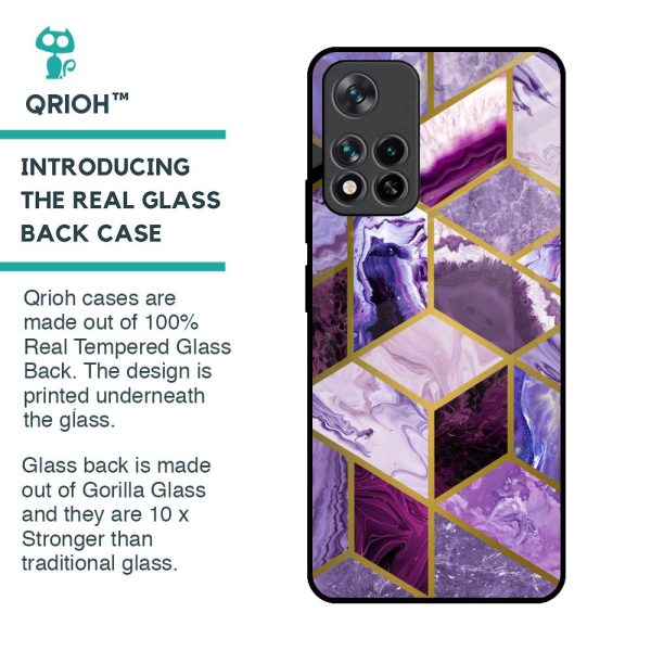 Purple Rhombus Marble Glass Case for Mi 11i Supply