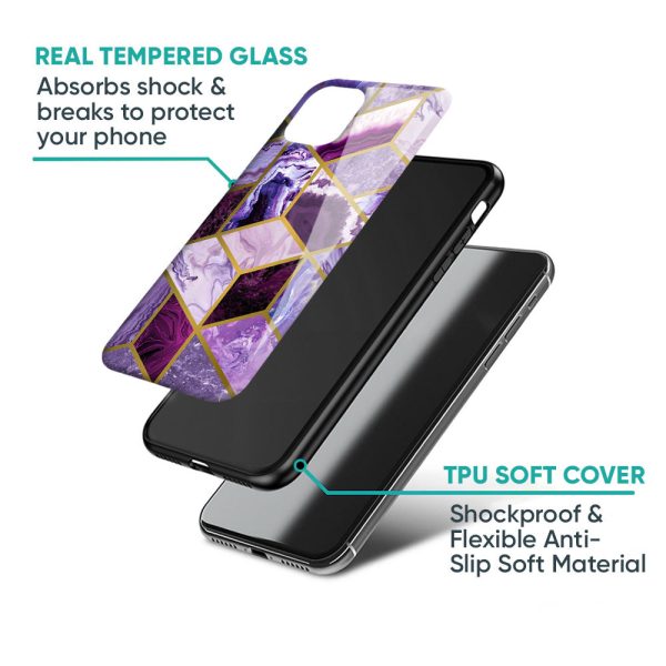 Purple Rhombus Marble Glass Case for Mi 11i Supply