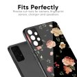 Black Spring Floral Glass Case for Vivo Y73 Sale