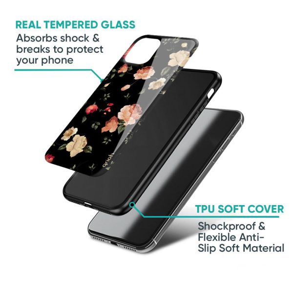 Black Spring Floral Glass Case for Vivo Y73 Sale