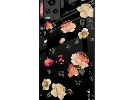 Black Spring Floral Glass Case for Vivo Y73 Sale