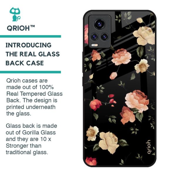 Black Spring Floral Glass Case for Vivo Y73 Sale